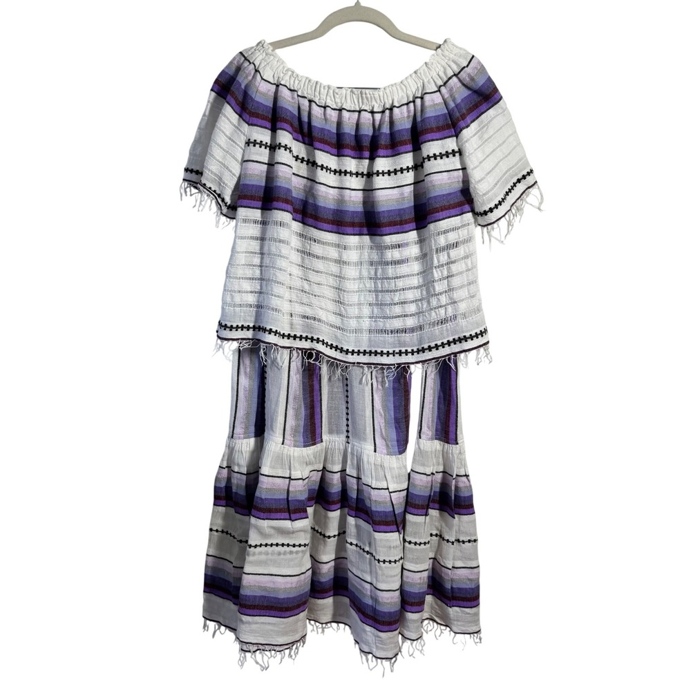 LemLem Boho Purple Striped 2 Piece Set Women S Coastal Tropical Resort Vacay